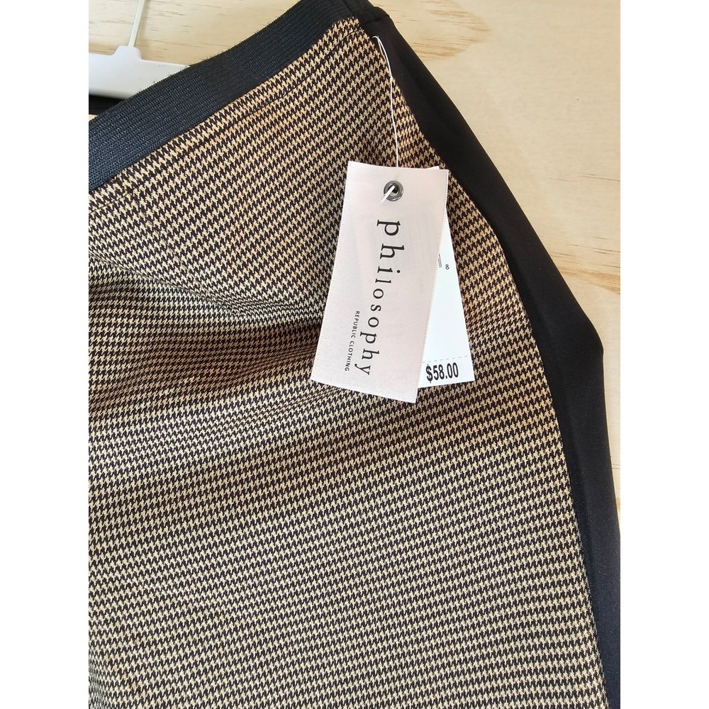 Philosophy Republic Clothing Houndstooth Leggings Black Tan Side Stripe Small - Picture 2 of 16